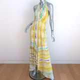 Silvia Tcherassi Ardell Halter Maxi Dress Citrus Watercolor Print Size Small