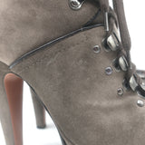 Alaia Platform Hiking Boots Dark Taupe Suede Size 38.5 Lace-Up Ankle Boots
