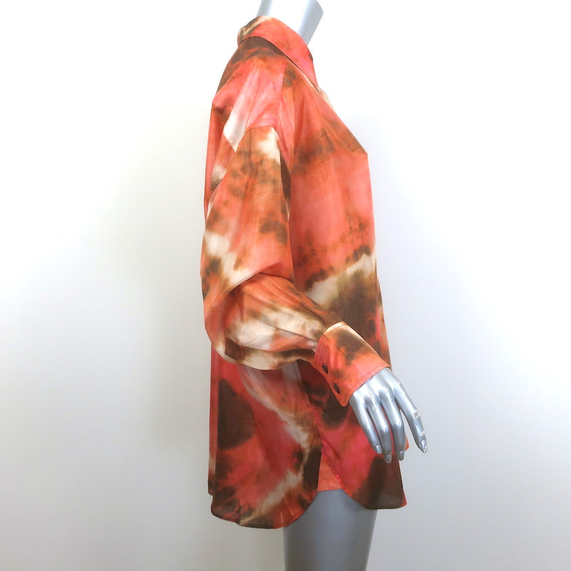 Zimmermann Vacay Tie Dye Shirt &amp; Relaxed Pants Set Pink/Orange Silk Size 2 NEW