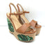 MICHAEL Michael Kors Fisher Palm Leaf Beaded Wedge Sandals Brown Leather Size 8