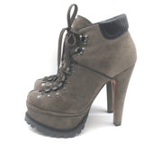 Alaia Platform Hiking Boots Dark Taupe Suede Size 38.5 Lace-Up Ankle Boots