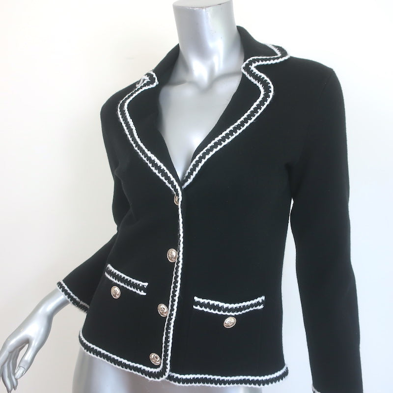 Maje Mirsal Crochet-Trimmed Cardigan Jacket Black Wool-Blend Size 1