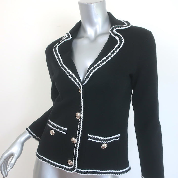 Maje Mirsal Crochet-Trimmed Cardigan Jacket Black Wool-Blend Size 1