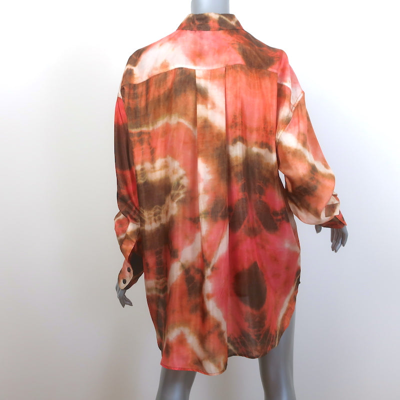 Zimmermann Vacay Tie Dye Shirt &amp; Relaxed Pants Set Pink/Orange Silk Size 2 NEW