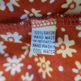 Natalie Martin Tassel Top Rust Floral Print Size Medium Long Sleeve Blouse