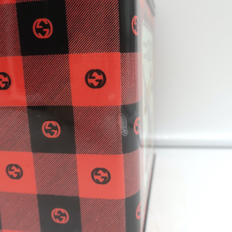 Gucci Mad Cookies Top Handle Lunchbox Bag Red &amp; Black Check Print Plastic NEW
