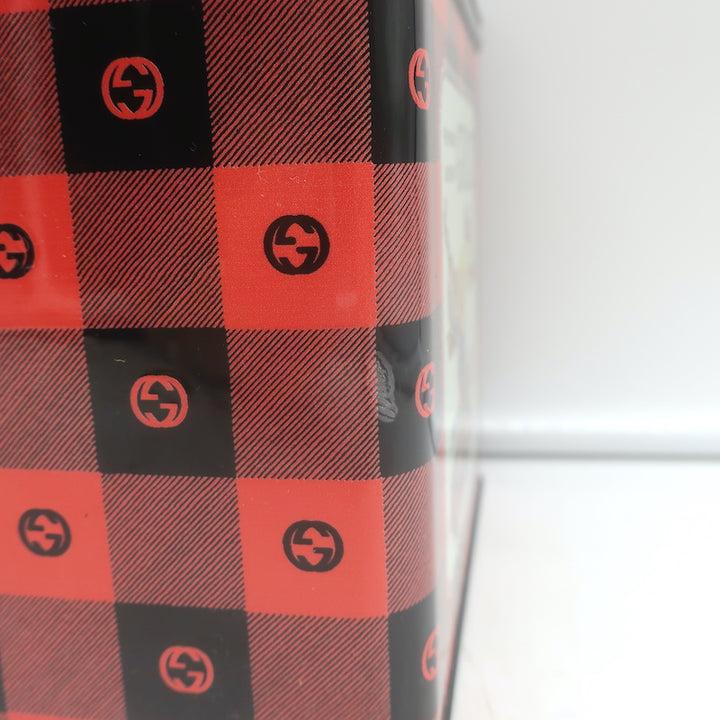 Gucci Mad Cookies Top Handle Lunchbox Bag Red &amp; Black Check Print Plastic NEW