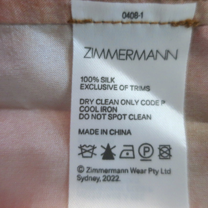 Zimmermann Vacay Tie Dye Shirt &amp; Relaxed Pants Set Pink/Orange Silk Size 2 NEW