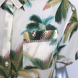 Le Superbe Club Tropicana Crystal-Detail Shirt Palm Tree Print Silk Size 0