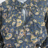 Chufy Long Sleeve Maxi Dress Bellini Navy Floral Print Cotton-Silk Size Medium