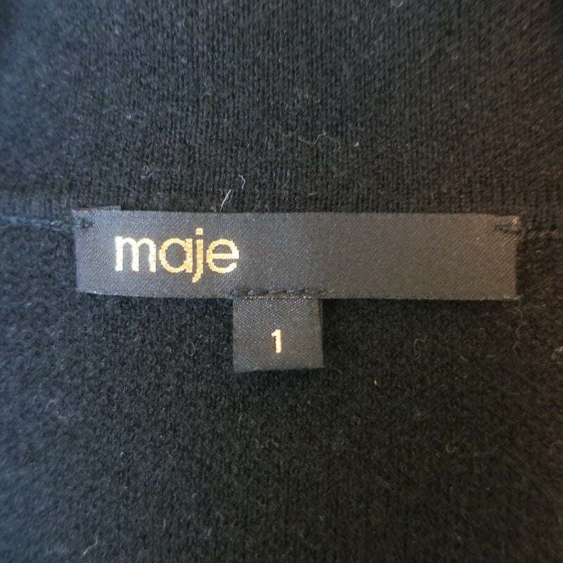 Maje Mirsal Crochet-Trimmed Cardigan Jacket Black Wool-Blend Size 1