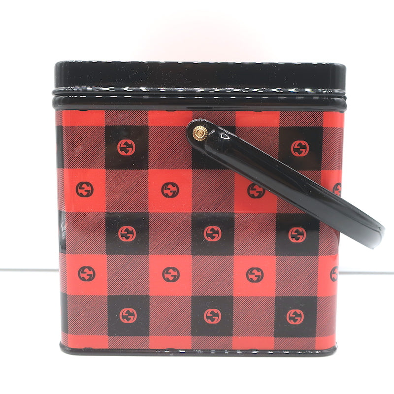 Gucci Mad Cookies Top Handle Lunchbox Bag Red &amp; Black Check Print Plastic NEW