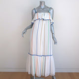 Derek Lam 10 Crosby Striped Ruffle Cami Maxi Dress White/Multi Crepe Size 6