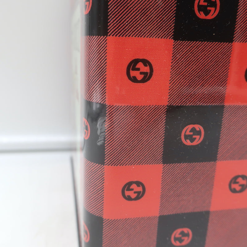 Gucci Mad Cookies Top Handle Lunchbox Bag Red &amp; Black Check Print Plastic NEW