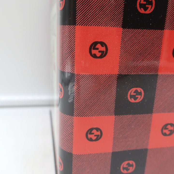 Gucci Mad Cookies Top Handle Lunchbox Bag Red &amp; Black Check Print Plastic NEW