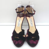Jimmy Choo Twist Sandals Macy Purple Velvet Size 38 Ankle Strap Platform Heels