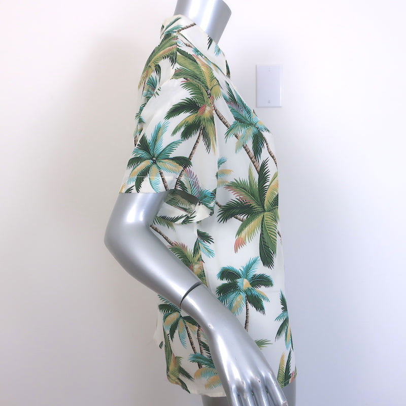 Le Superbe Club Tropicana Crystal-Detail Shirt Palm Tree Print Silk Size 0
