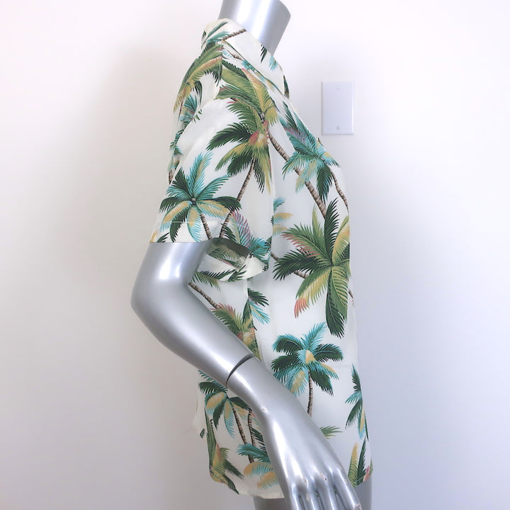 Le Superbe Club Tropicana Crystal-Detail Shirt Palm Tree Print Silk Size 0