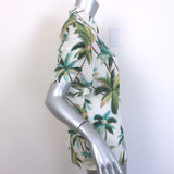 Le Superbe Club Tropicana Crystal-Detail Shirt Palm Tree Print Silk Size 0