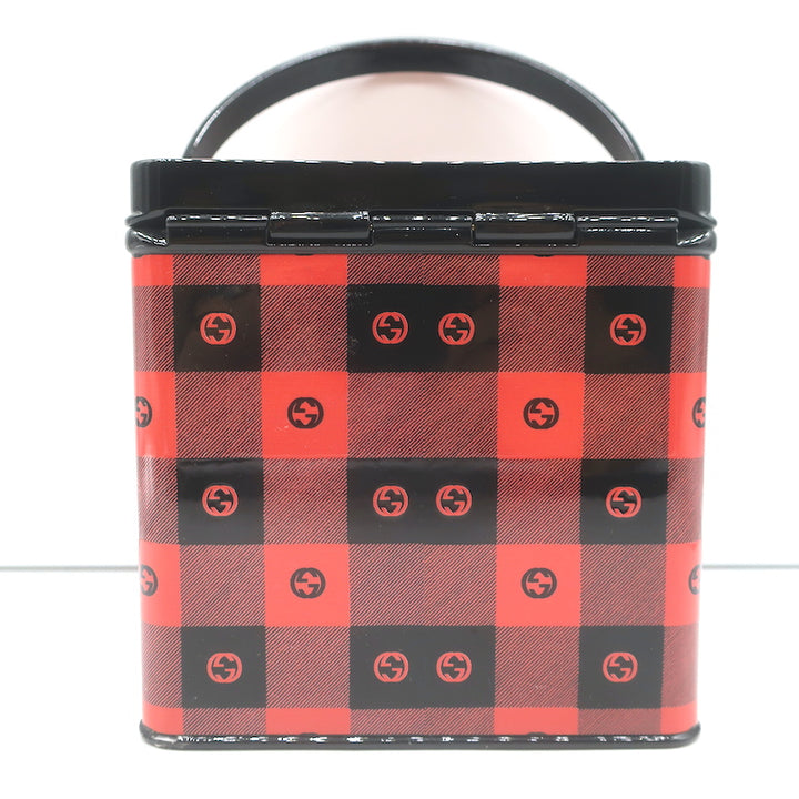 Gucci Mad Cookies Top Handle Lunchbox Bag Red &amp; Black Check Print Plastic NEW