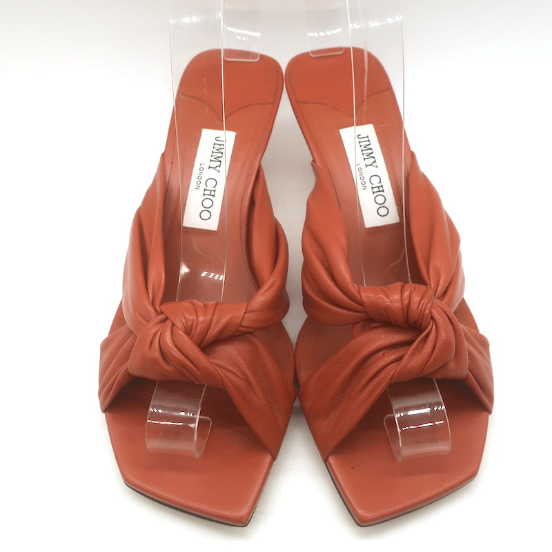 Jimmy Choo Avenue 50 Knotted Leather Mule Sandals Terracotta Size
