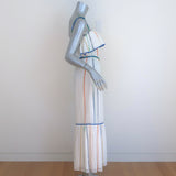 Derek Lam 10 Crosby Striped Ruffle Cami Maxi Dress White/Multi Crepe Size 6
