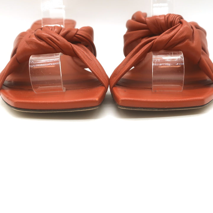 Jimmy Choo Avenue 50 Knotted Leather Mule Sandals Terracotta Size 39