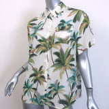 Le Superbe Club Tropicana Crystal-Detail Shirt Palm Tree Print Silk Size 0