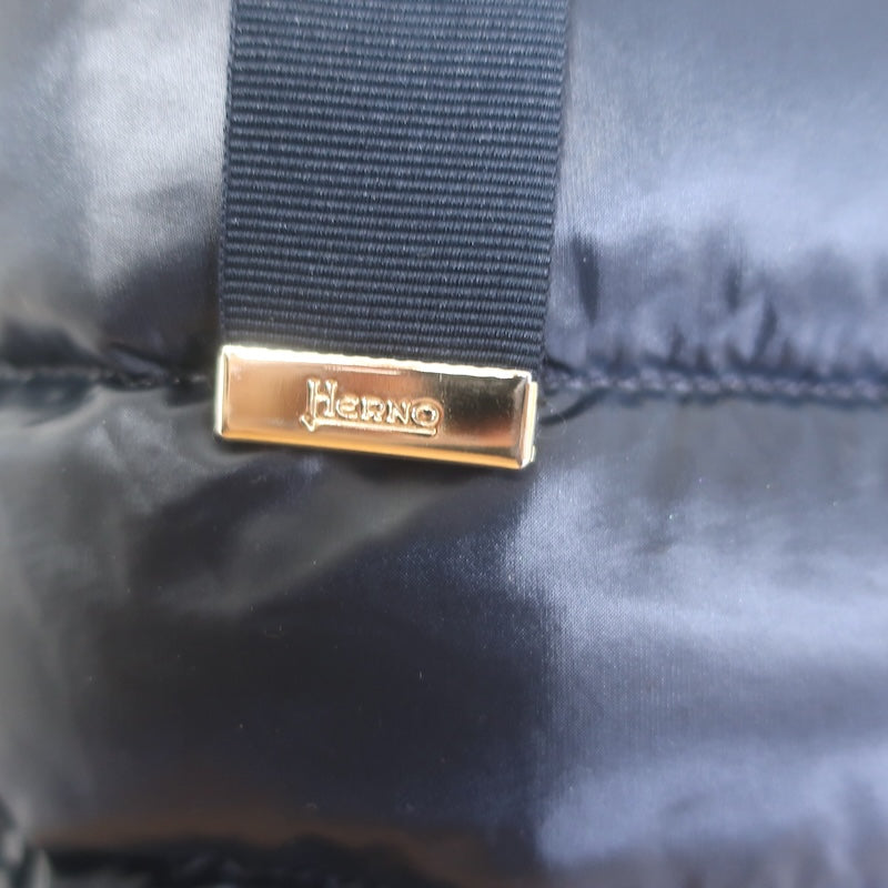Herno Knit-Paneled Hooded Down Puffer Vest Navy Size 38