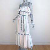 Derek Lam 10 Crosby Striped Ruffle Cami Maxi Dress White/Multi Crepe Size 6