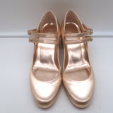 Christian Louboutin Miss Jane Mary Jane Pumps Pink Metallic Leather Size 36 NEW
