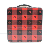 Gucci Mad Cookies Top Handle Lunchbox Bag Red & Black Check Print Plastic NEW