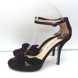 Jimmy Choo Twist Sandals Macy Purple Velvet Size 38 Ankle Strap Platform Heels