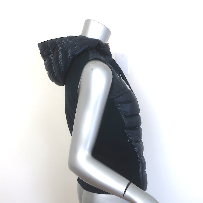 Herno Knit-Paneled Hooded Down Puffer Vest Navy Size 38