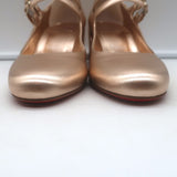 Christian Louboutin Miss Jane Mary Jane Pumps Pink Metallic Leather Size 36 NEW
