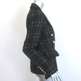 L'Agence Kenzie Fringed Tweed Blazer Black/Gold Size 4 Double Breasted Jacket