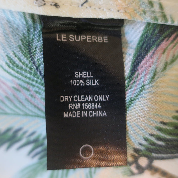 Le Superbe Club Tropicana Crystal-Detail Shirt Palm Tree Print Silk Size 0