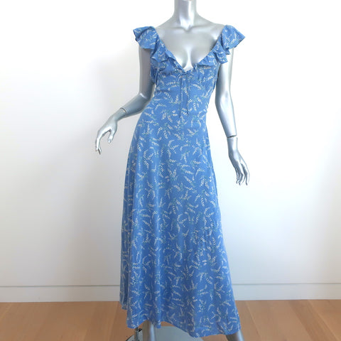 Doen Lulani Maxi Dress Lapis Bluebell Ballad Print Cotton-Blend Size L – Celebrity Owned