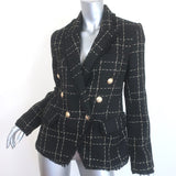 L'Agence Kenzie Fringed Tweed Blazer Black/Gold Size 4 Double Breasted Jacket