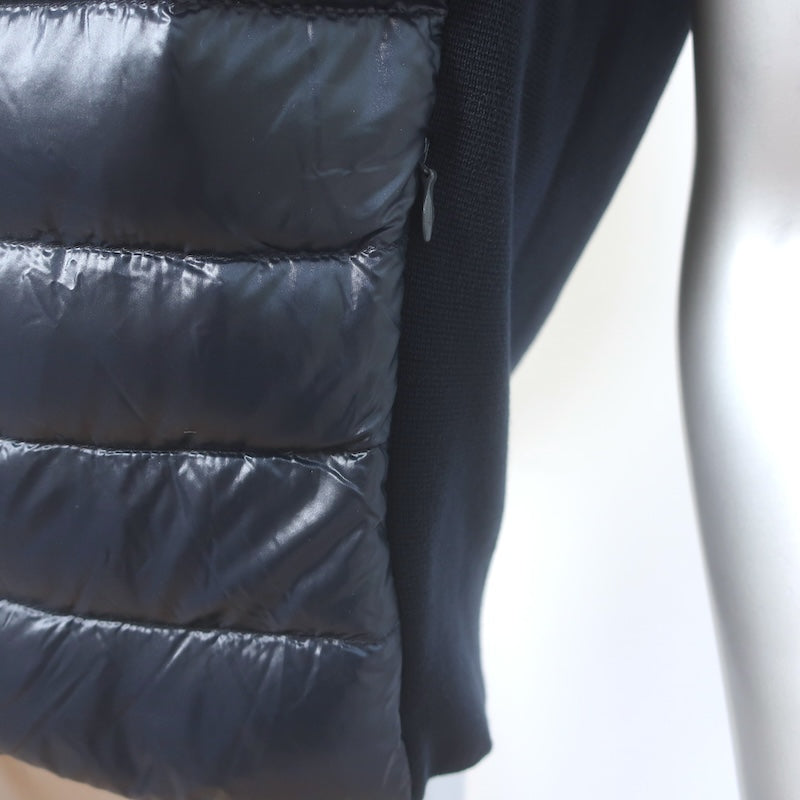 Herno Knit-Paneled Hooded Down Puffer Vest Navy Size 38