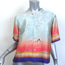 Forte Forte Sunset Bird Print Cropped Silk Shirt Size 2 Short Sleeve Top