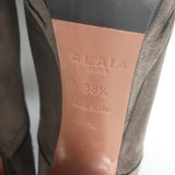 Alaia Platform Hiking Boots Dark Taupe Suede Size 38.5 Lace-Up Ankle Boots