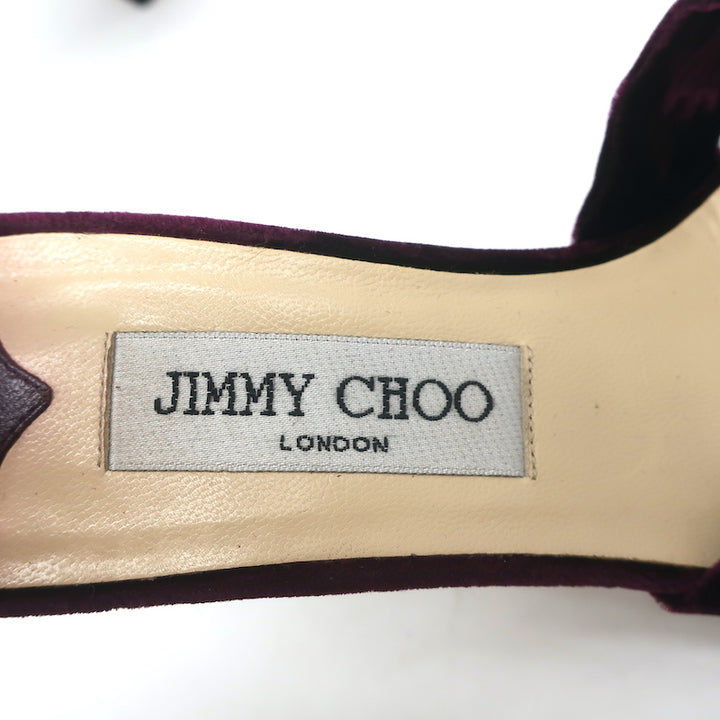 Jimmy Choo Twist Sandals Macy Purple Velvet Size 38 Ankle Strap Platform Heels