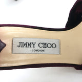 Jimmy Choo Twist Sandals Macy Purple Velvet Size 38 Ankle Strap Platform Heels