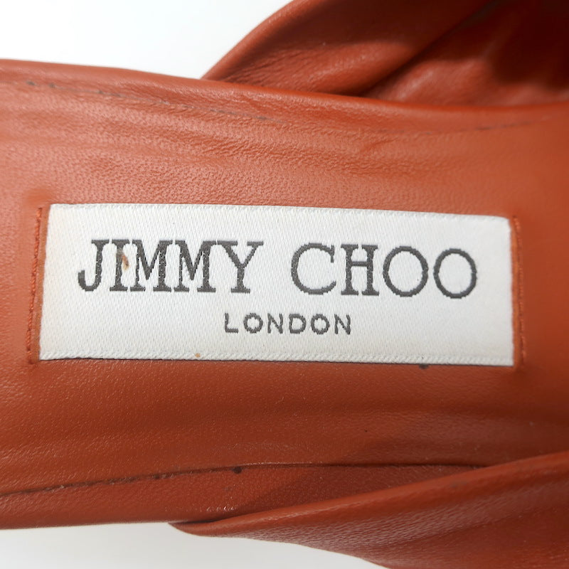 Jimmy Choo Avenue 50 Knotted Leather Mule Sandals Terracotta Size 39