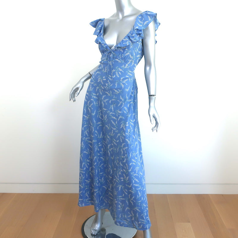 Doen Lulani Maxi Dress Lapis Bluebell Ballad Print Cotton-Blend Size L Celebrity Owned Doen Lulani Maxi Dress Lapis Bluebell Ballad Print Cotton-Blend Size L Celebrity Owned