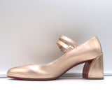 Christian Louboutin Miss Jane Mary Jane Pumps Pink Metallic Leather Size 36 NEW