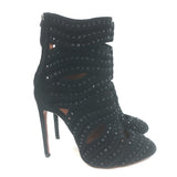 Alaia Crystal-Studded Cutout Boots Black Suede Size 39