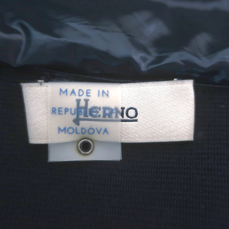 Herno Knit-Paneled Hooded Down Puffer Vest Navy Size 38