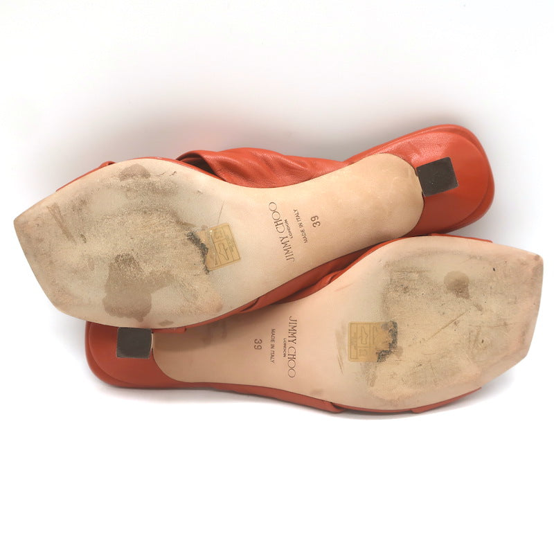 Jimmy Choo Avenue 50 Knotted Leather Mule Sandals Terracotta Size